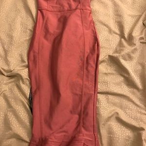 rose frill hem bandage midi dress